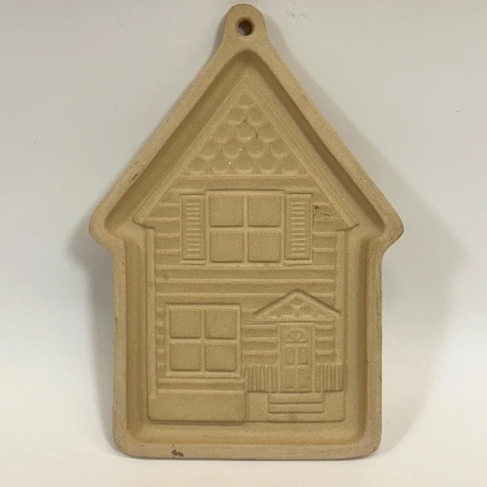 Pampered Chef Clay Cookie Molds Teddy Bear‎ (1991) & House Heritage Home (2000)